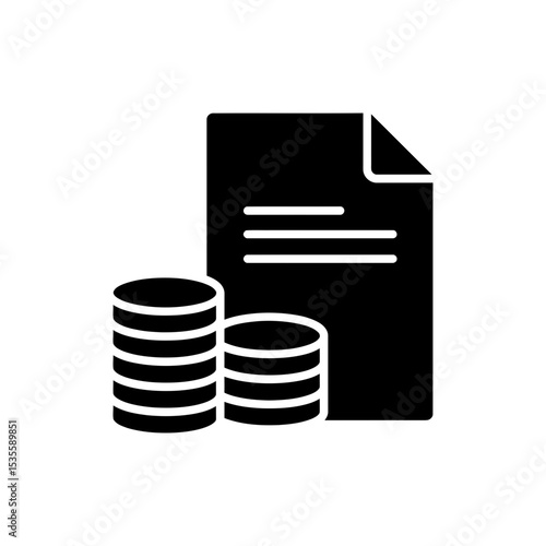Stack of gold coins beside document for financial record bookkeeping
