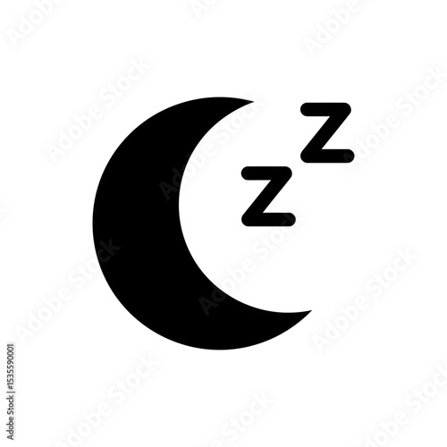 Sleep Icon with Curved Moon Symbolizing Night Rest