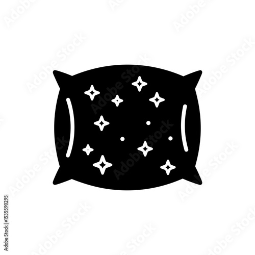 Fluffy pillow with stars icon for comfortable sleep and relaxation