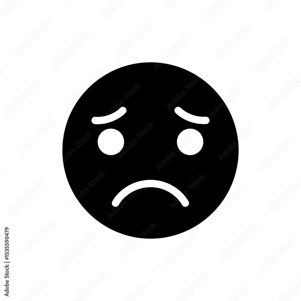 Worried Face with Creased Forehead Expression Icon Worried Face with Creased Forehead Expression Icon