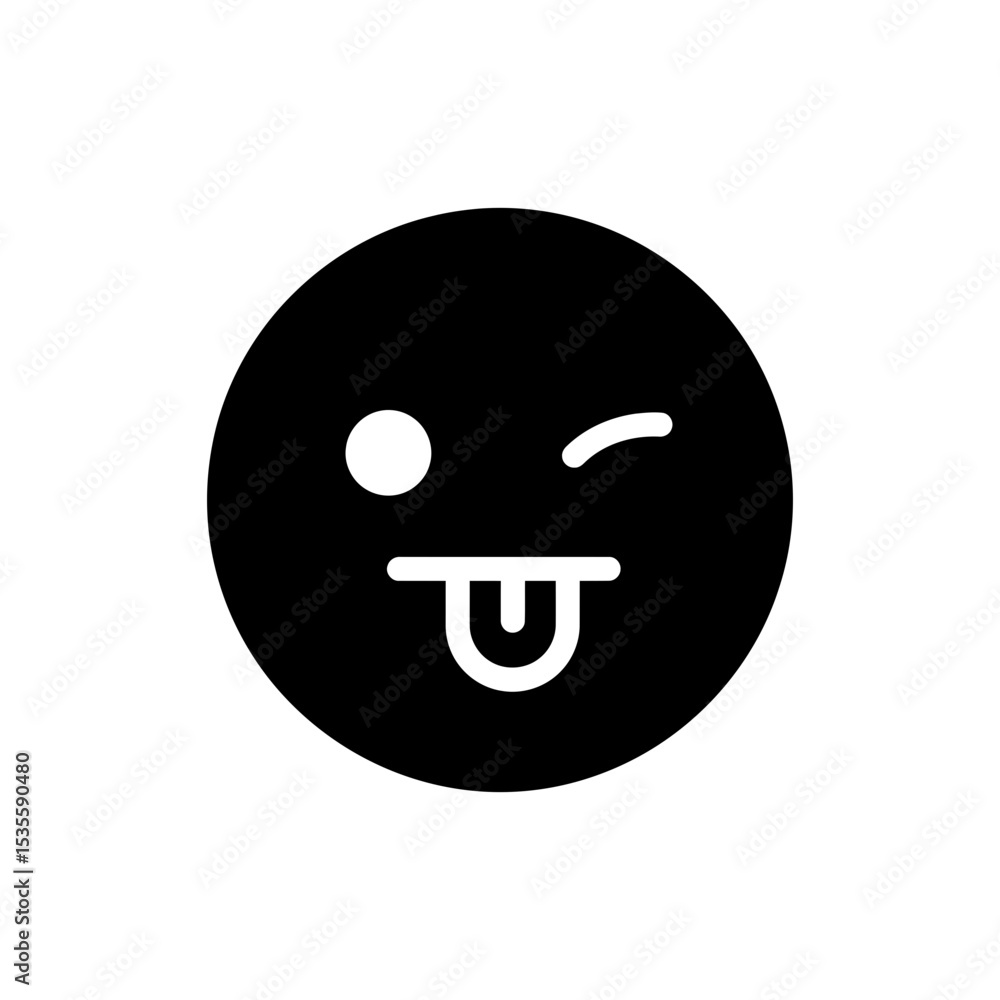 Winking Face with Tongue Sticking Out Playful Icon Winking Face with Tongue Sticking Out Playful Icon