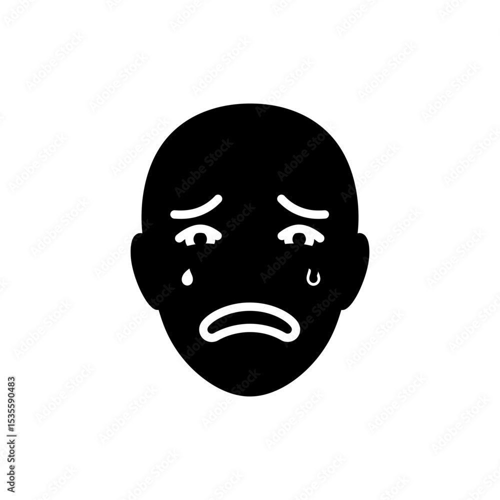 Fototapeta premium Worried face with trembling eyes icon for anxiety and stress