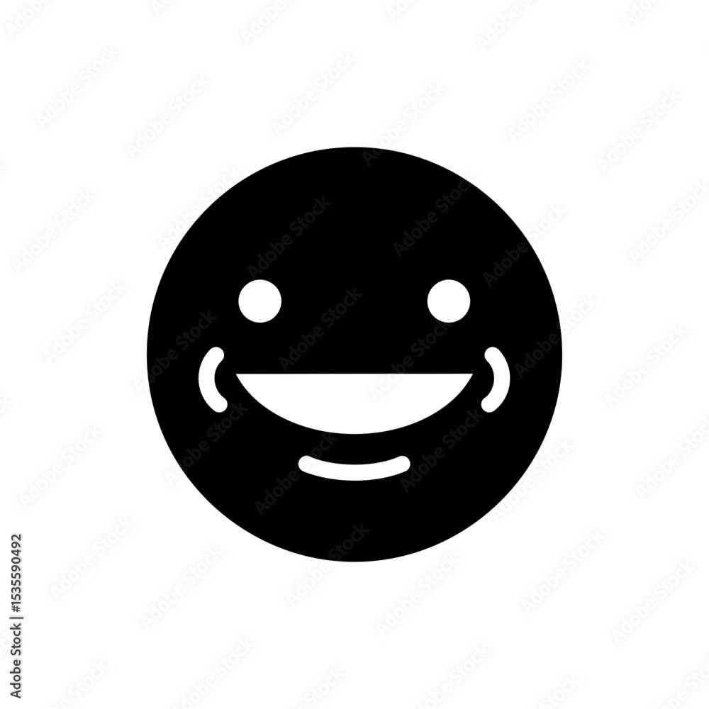 Fototapeta premium Wide smile face with dimples icon for happy emotional expression