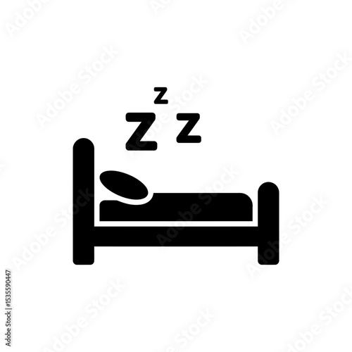 Bed with floating ZZZ symbols for sleep and recovery icon