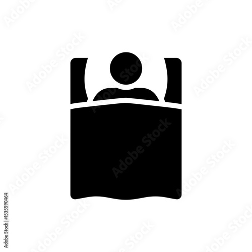 Person covered with blanket lying comfortably in bed
