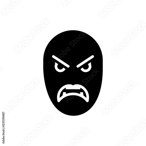 Wrathful Face with Tight Lips Angry Expression Icon