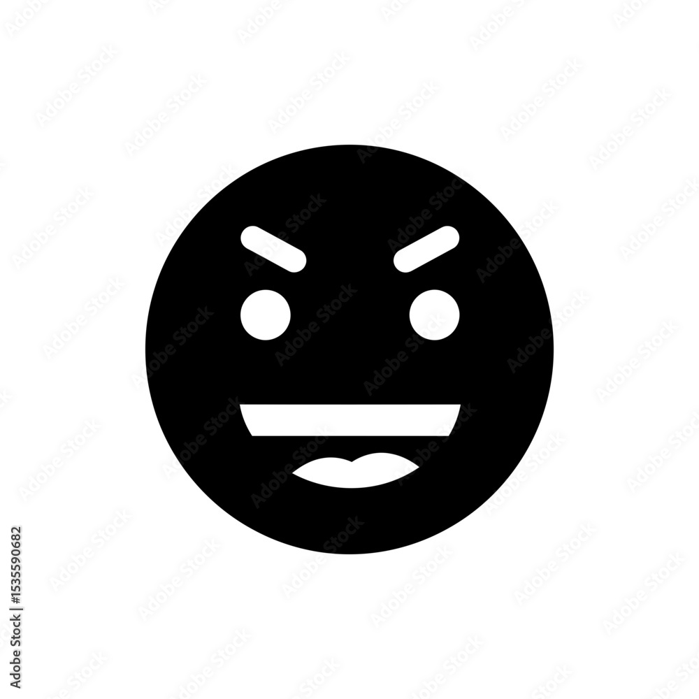 Fototapeta premium Sarcastic laugh with tilted jaw showing mocking humor and irony
