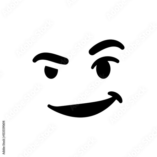 Person with smirking face and one eyebrow raised expression