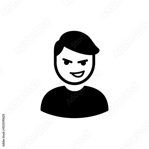 Person showing sneaky grin with side eye glance expression