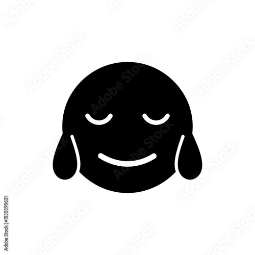 Sleepy grin with drooping cheeks tired expression