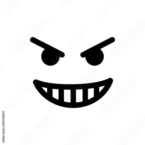 Person with sneaky grin and slanted pupils expression
