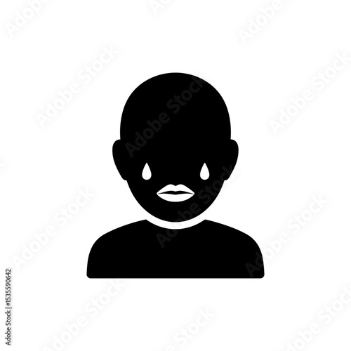 Character silent cry with lips pressed tight in a sad expression