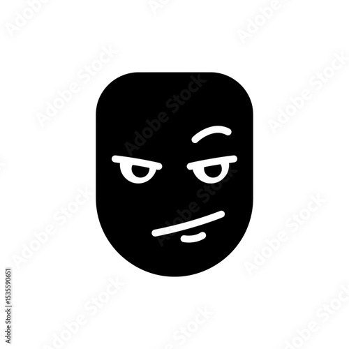 Person with sly eyes and raised mouth corner expression