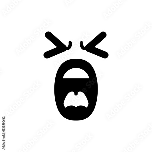 Screaming mouth with clenched eyes showing extreme distress