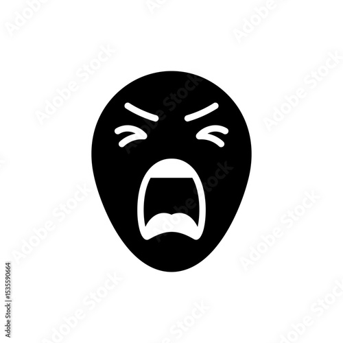 Screaming face with exaggerated features expressing intense fear