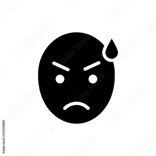 Nervous face with sweat drop showing anxiety and worry