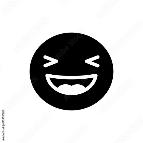 Laughing face with squinting eyes showing happiness and fun
