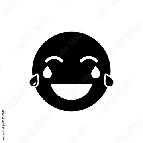 Person Showing Joyful Expression with Tears of Laughter