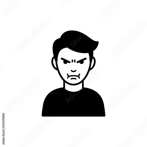 Person showing intense stare with tight mouth expression