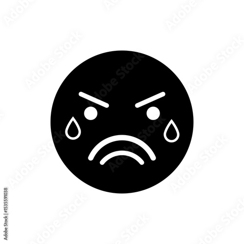 Face frowning while sweating worried stressed expression