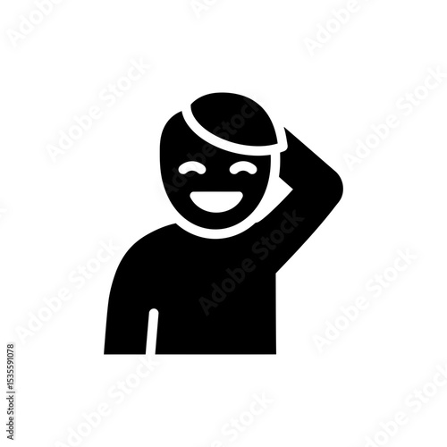 Person Embarrassed Laugh with Hand Behind Head Gesture