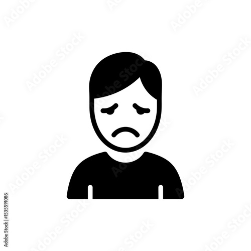 Person Showing Drooping Eyes and Slight Frown Expression