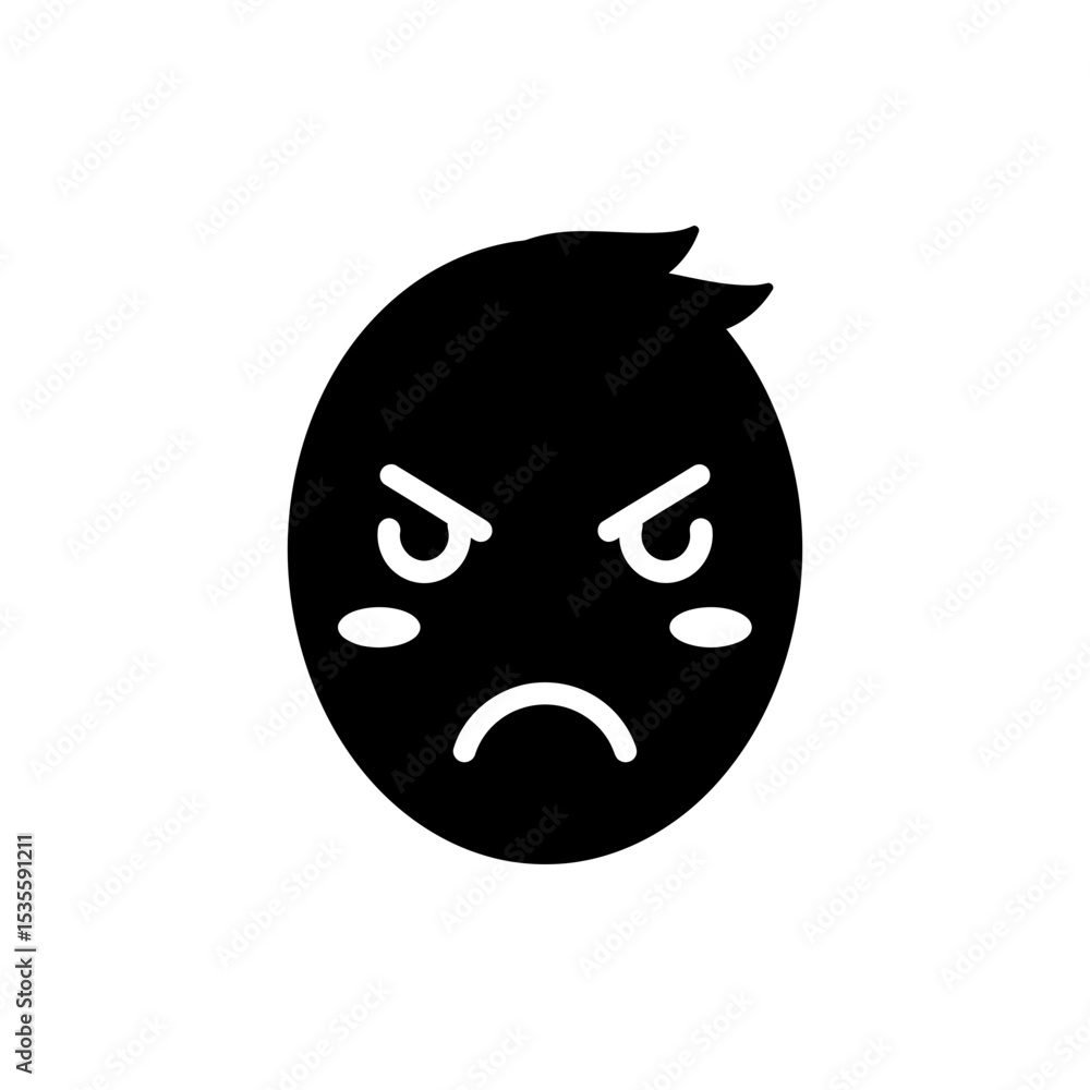 Fototapeta premium Angry face showing boiling expression with red flushed cheeks