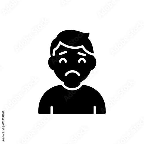Person Showing Awkward Frown with Tilted Glance Expression