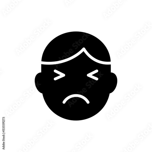 Angry pout with eyes squeezed showing strong irritation