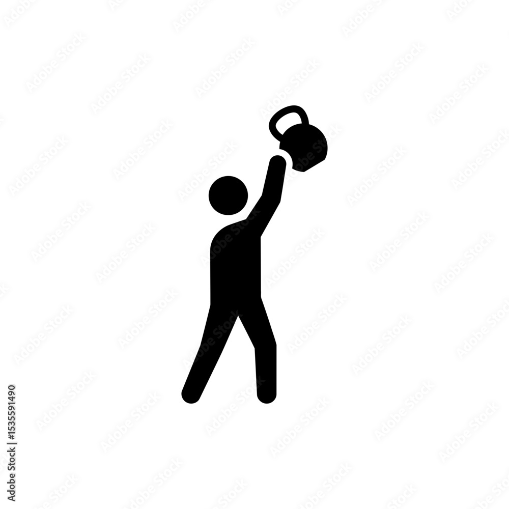 Fototapeta premium Athletic person performing one arm kettlebell snatch strength training