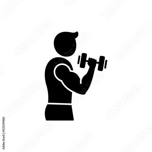 Man doing standing bicep curls with dumbbells for arm muscle definition
