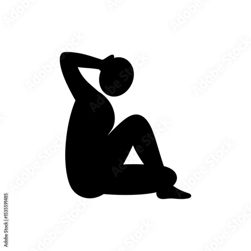 Person in crunch position hands behind head for core fitness workout