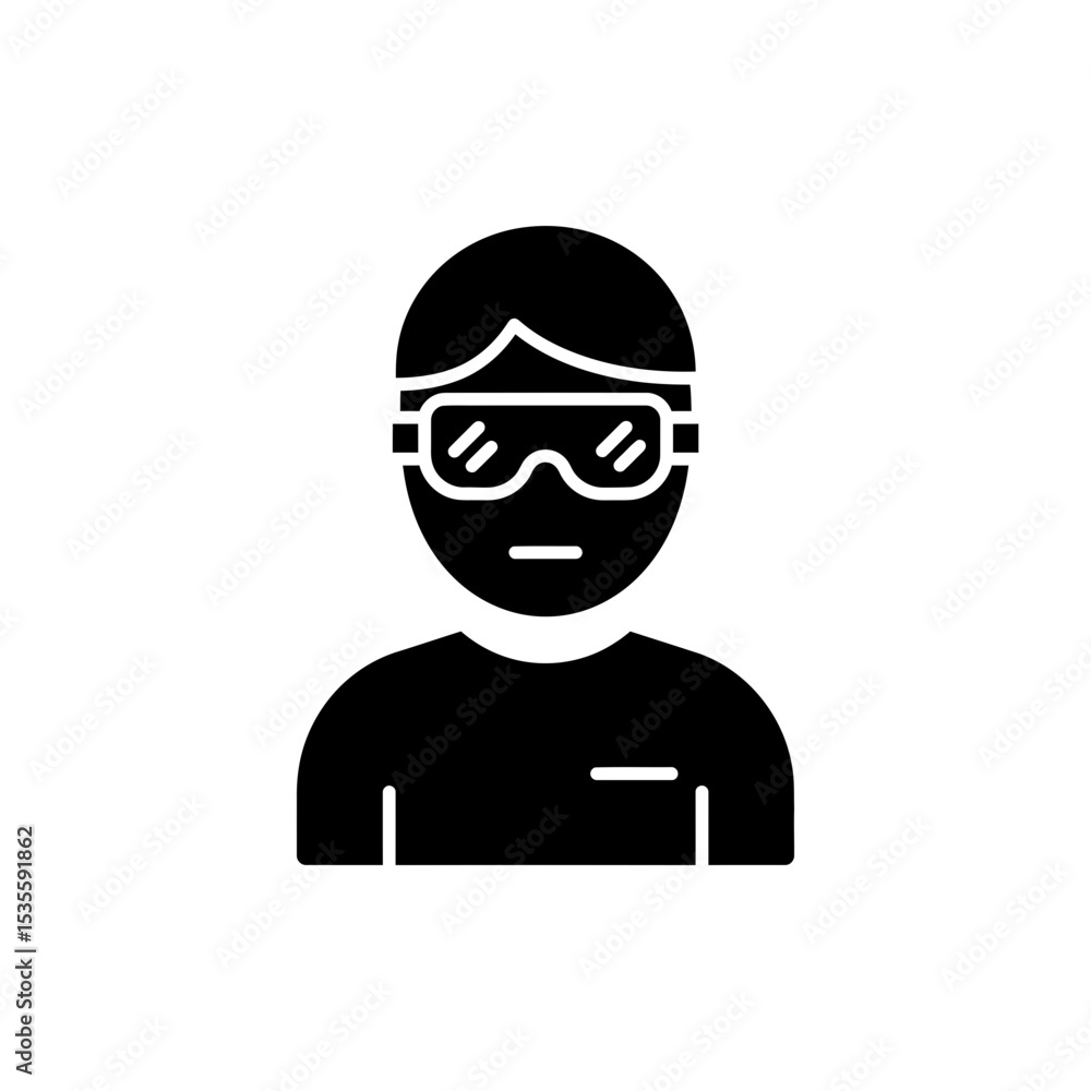 Character Wearing Safety Goggles Demonstrating Protection and Safety Awareness Character Wearing Safety Goggles Demonstrating Protection and Safety Awareness