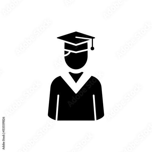 Graduate wearing graduation robe for proud academic success