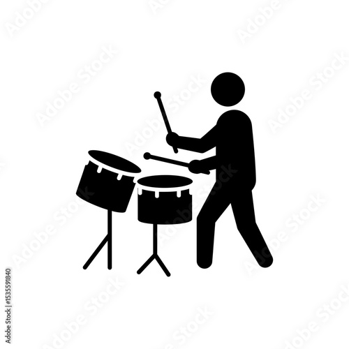Person holding drumsticks for playing music and drums rhythm