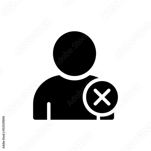 Character with a cross mark symbol indicating error and rejection