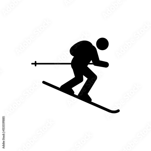 Person skiing downhill swiftly on snowy mountain slope