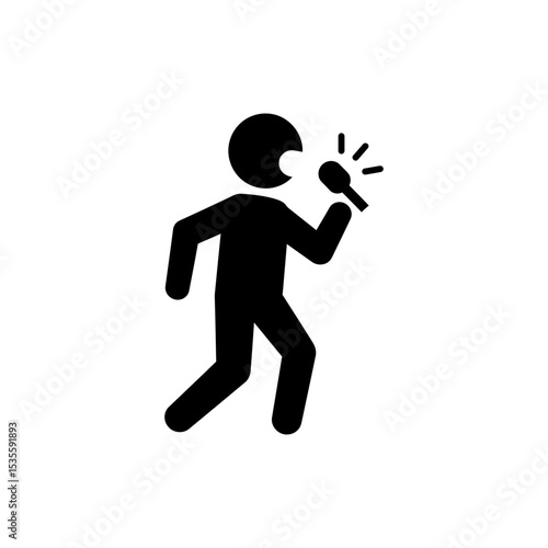 Person singing loudly with passion and energy for music concept