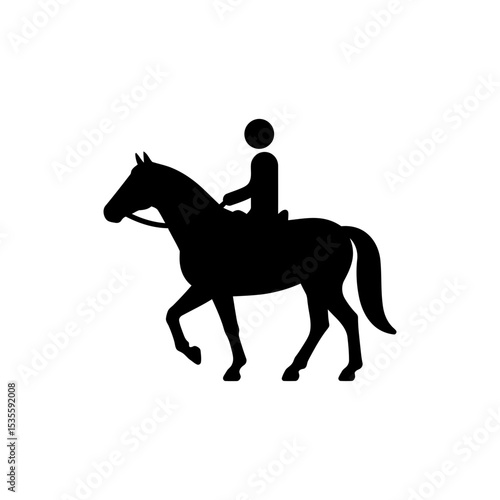 Character riding a horse for equestrian sports and outdoor recreation