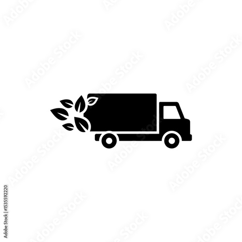 Eco Truck Icon with Leaf Trail Indicating Green Transport