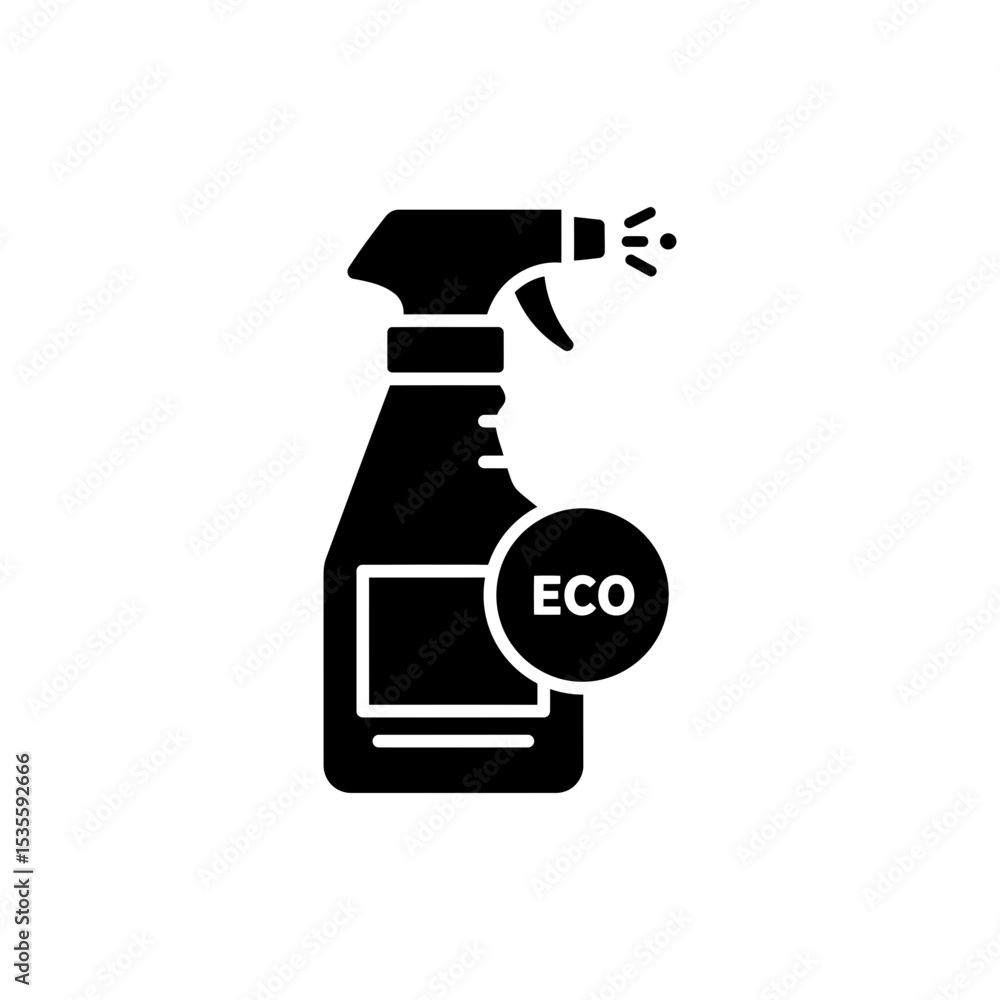 Cleaning Spray Bottle Icon with Eco-Friendly Sticker Cleaning Spray Bottle Icon with Eco-Friendly Sticker