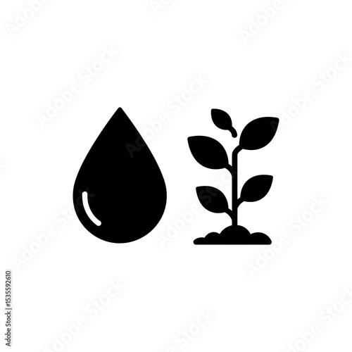 Liquid fuel drop transforming into a sprout for green energy concept