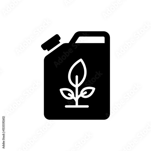 Fuel Can Icon with Leaf Shape Promoting Green Energy