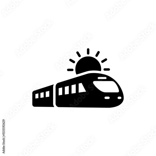 Sustainable eco train traveling under bright sun symbol