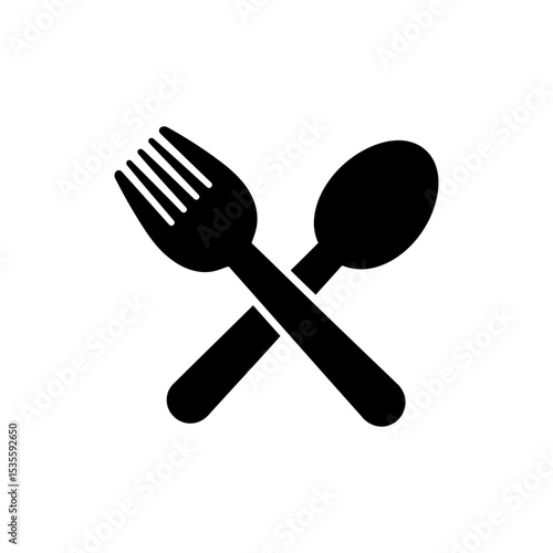 Compostable Fork and Spoon Crossed Icon for Eco Tableware