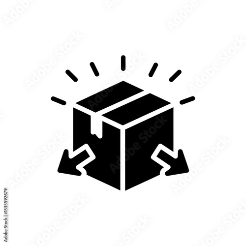 Eco box with arrows and sunlight icon representing solar recycling