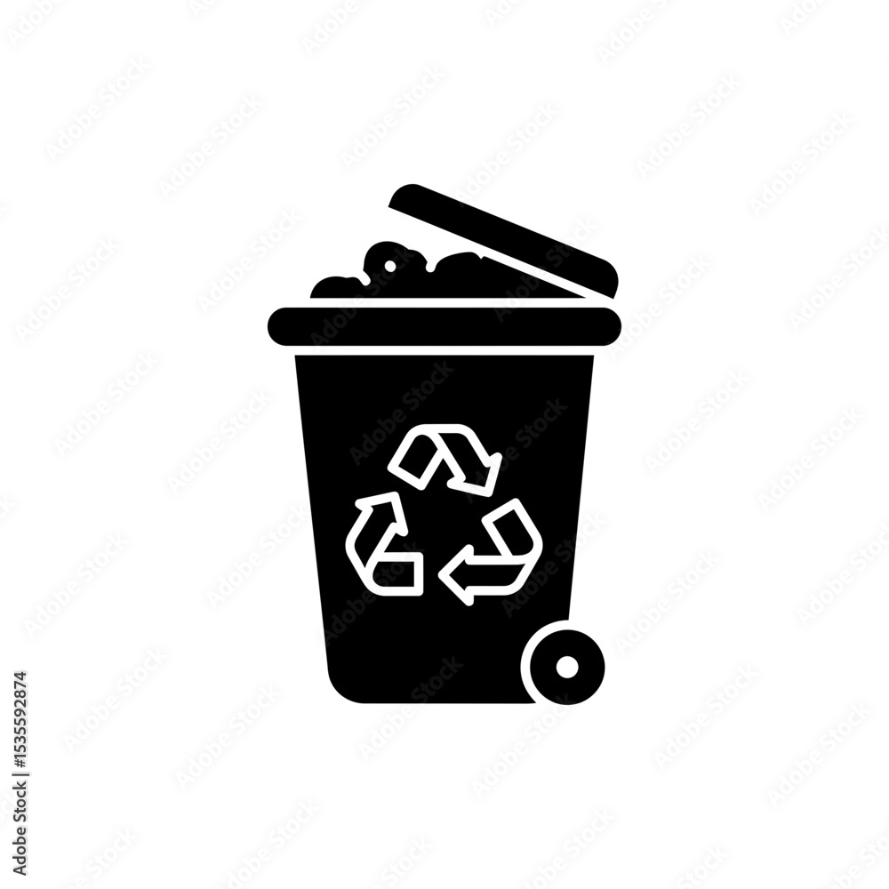 Recycling bin with arrows icon for eco waste and green disposal Recycling bin with arrows icon for eco waste and green disposal