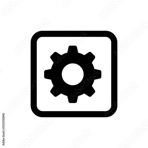 System settings cogwheel icon in a square box for app configuration