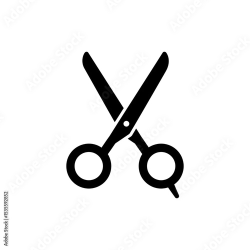 Sharp open scissors icon for tailoring and handicraft cutting concept