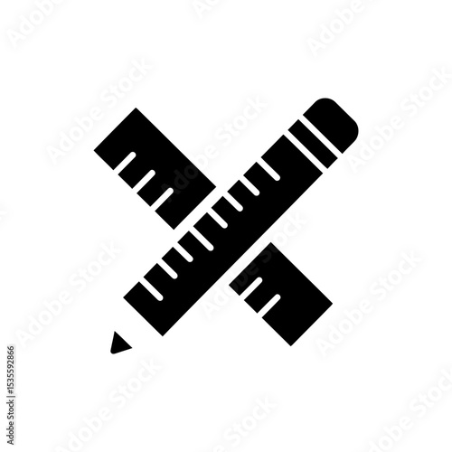 Ruler crossed diagonally with a sharp pencil